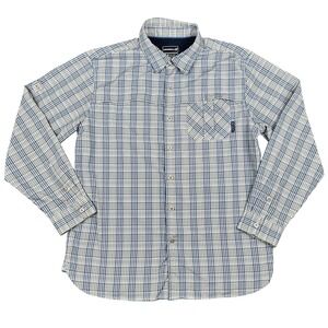 Merrell Opti-Wick Hiking Shirt Mens Large Blue Gingham Plaid UPF 50 Outdoor